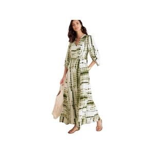 Soft Surroundings. Melody Dress Tie Dye Long Sleeves Split Neck Maxi  M